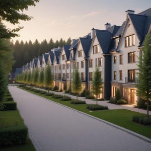 Таунхаусы у леса в современном жилом комплексе: характеристики и инфраструктура